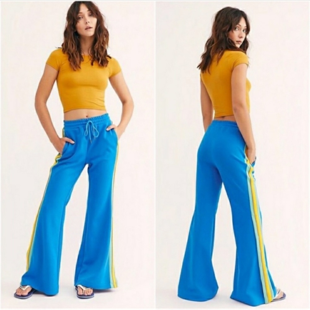 Free People SHE’S A RAINBOW flare track pants XS